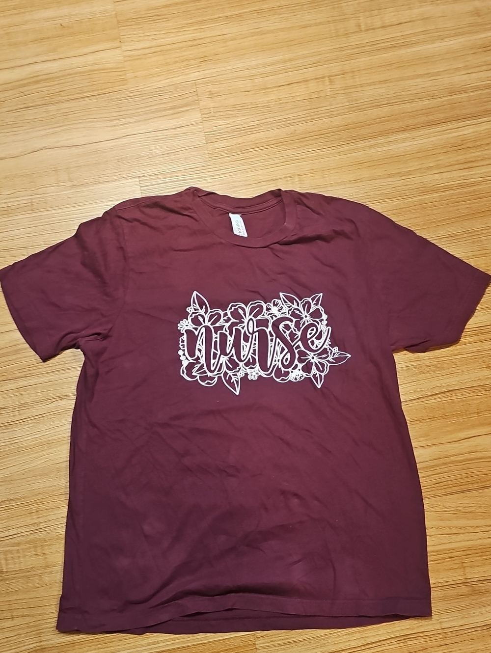 Gildan Maroon Short-Sleeve Tee with White Graphic Nurse